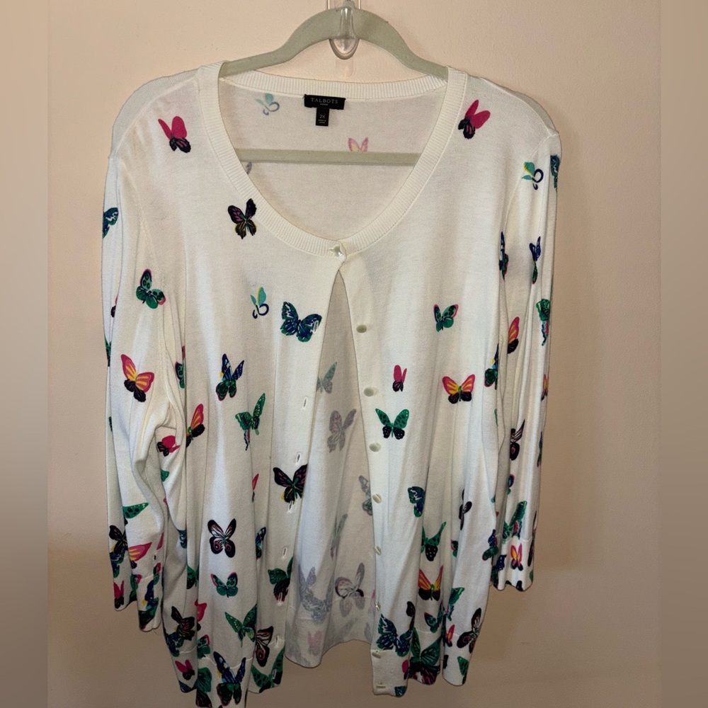 EUC Talbots Butterfly Print Cardigan. Sz. 2X